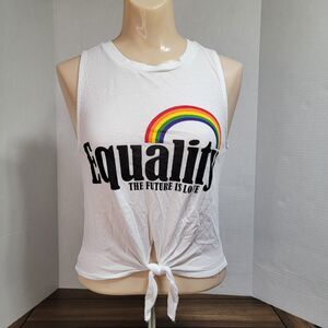 "Equality The Future Is Love" Graphic Sleeveless Top White - Size XS